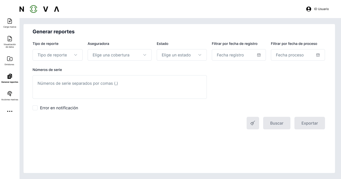 Report builder in its empty state.
