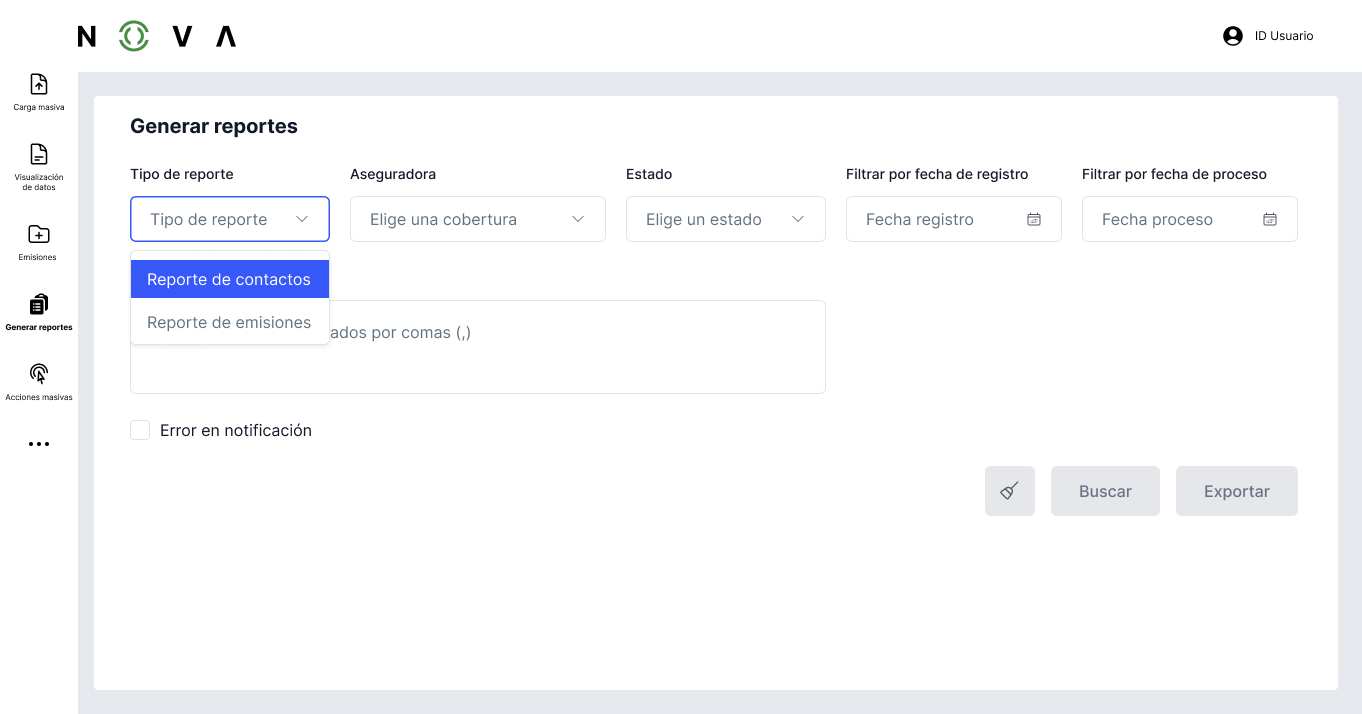 Choosing a report type.