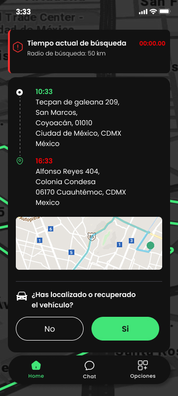 End of the search window: origin, destination and the recovery question.