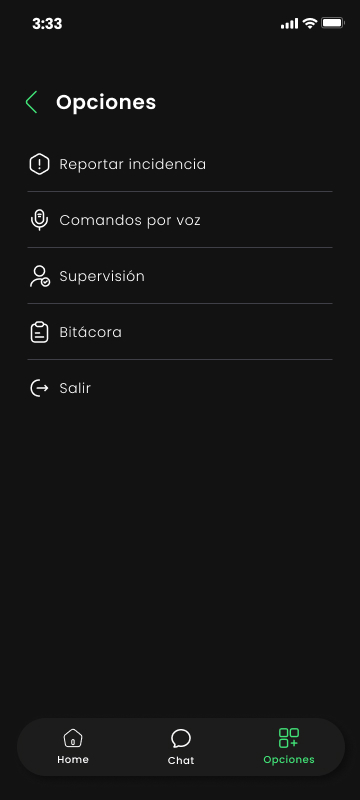 Options menu.