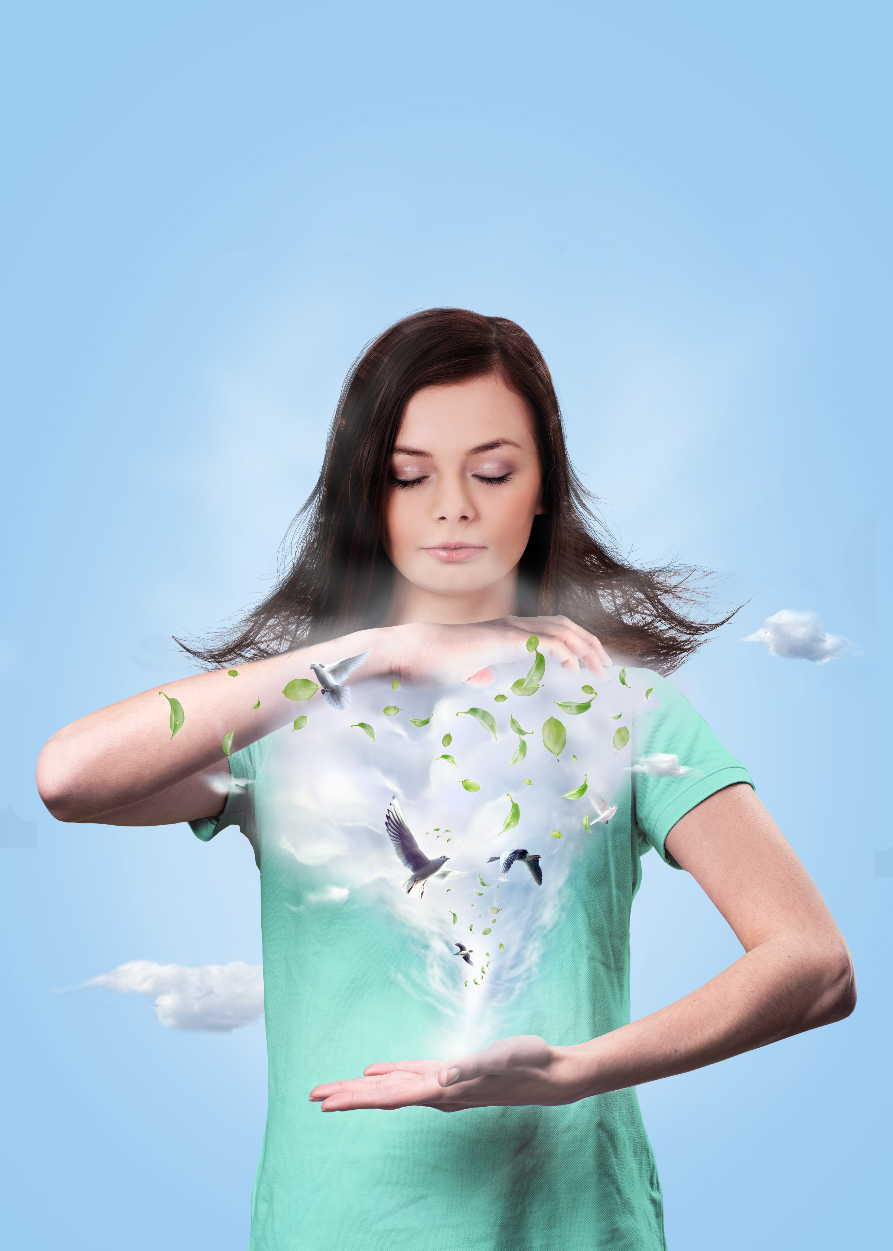 Storm — woman releasing doves