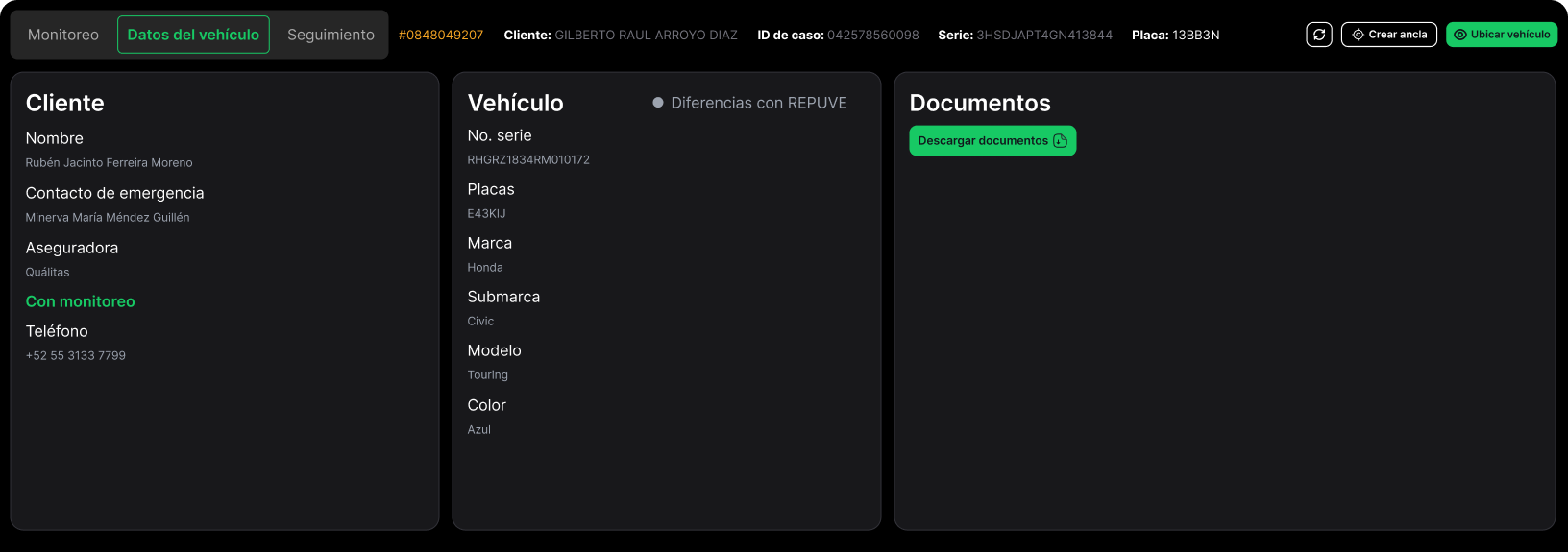 Vehicle record tabs