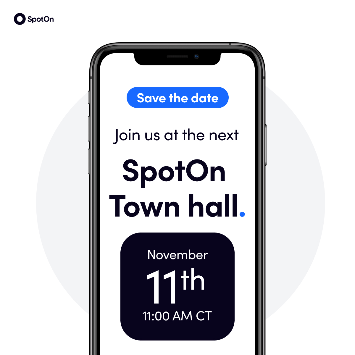 SpotOn Town Hall — mobile save the date
